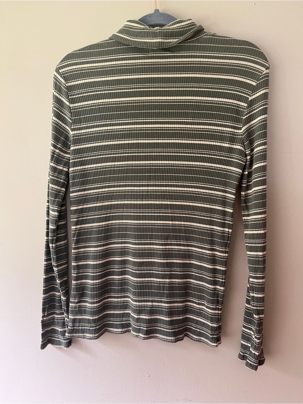 Carve Designs Olive & White Striped Ribbed Turtleneck Long Sleeve - Picture 3 of 5